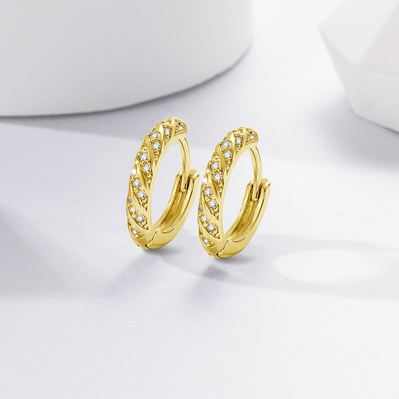 Hoop Earrings Sleep Friendly Zircon Silver Plated For Women Korean Style Light Hypoallergenic Daily Wear Ear Jewelry Gift-image-1104212309