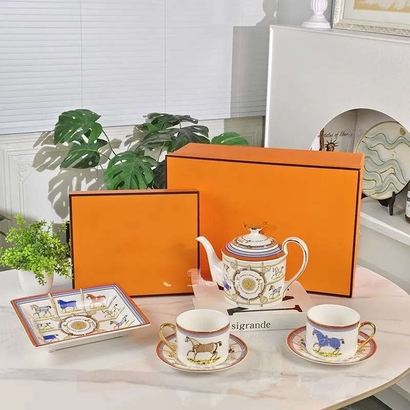 Ten Horses Bone China Coffee Storage Tray British Style Home Afternoon Tea Set High Value Retro Cup Saucer B5 K260225-image-1095466716
