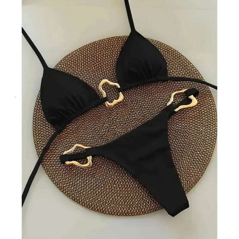 New Sexy Bikini Solid Color Lace-up Split Two-piece Swimsuit for Women Z260206-image-1094457694