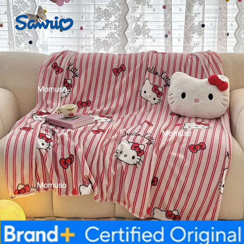 Sanrio Hello Kitty Melody Cartoon Double-Sided Milk Velvet Thin Air Conditioning Office Nap Sofa Blanket H260206-image-1095084248