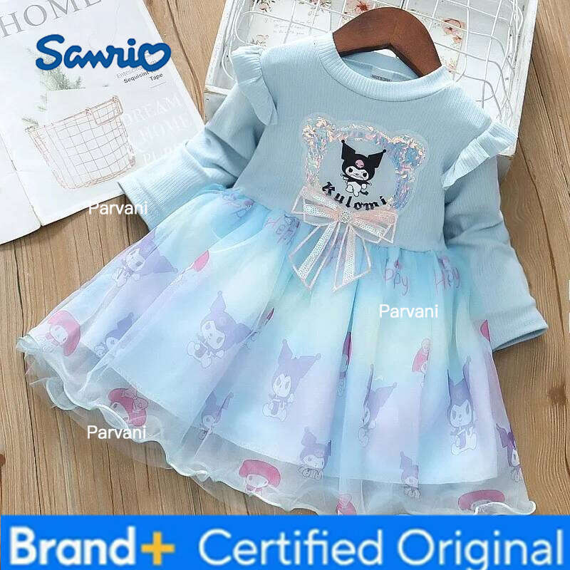 Sanrio – robe de princesse en maille pour filles, tenue de princesse à manches longues, motif dessin animé Kuromi, pour enfants de 2 à 6 ans, Cos