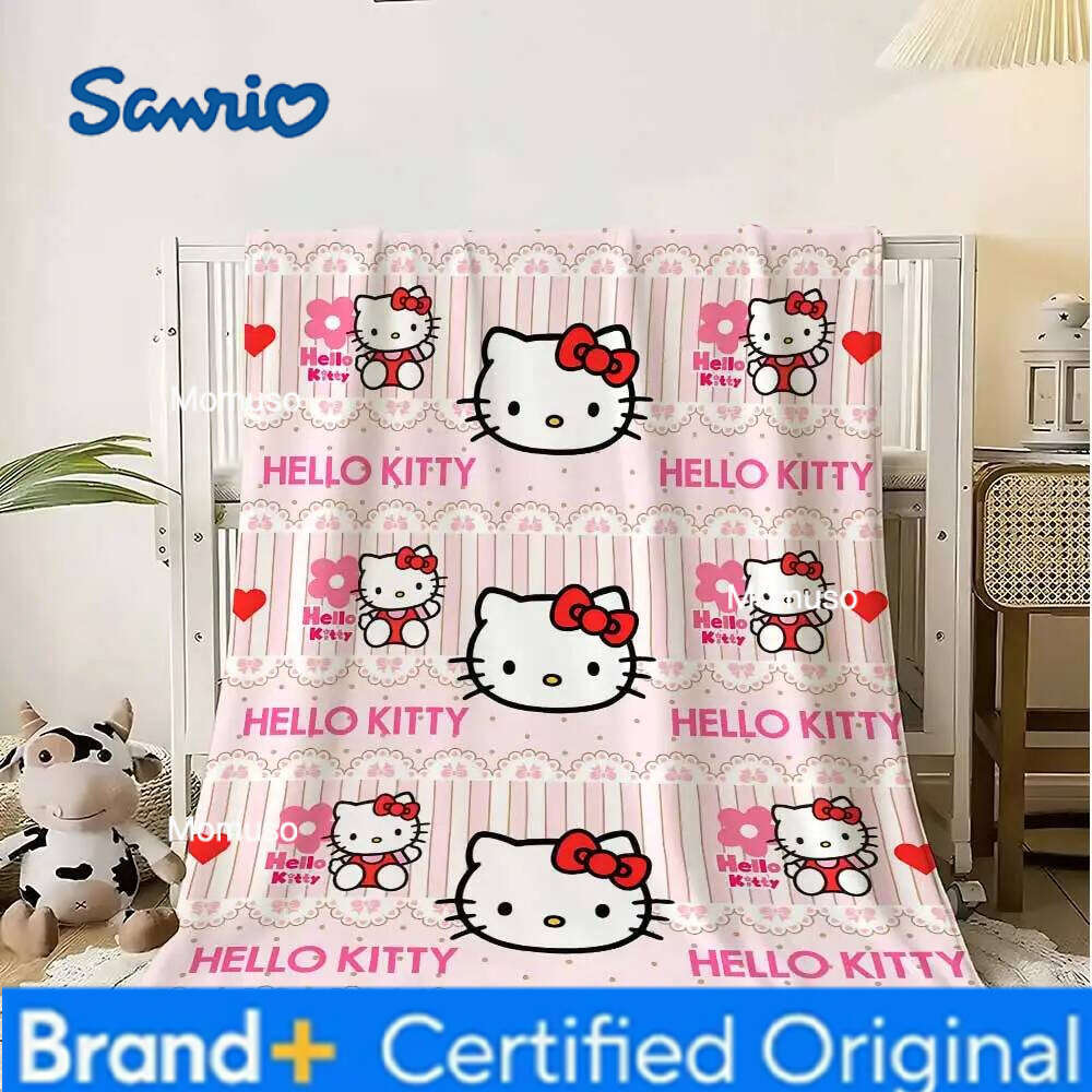 Sanrio Kawaii Hellos Cat Nap Blanket Sofa Winter Fluffy Soft Blankets for Bed Home Bedroom Decoration Bedspread the Throw Warm Knee H26020611-image-1095308211
