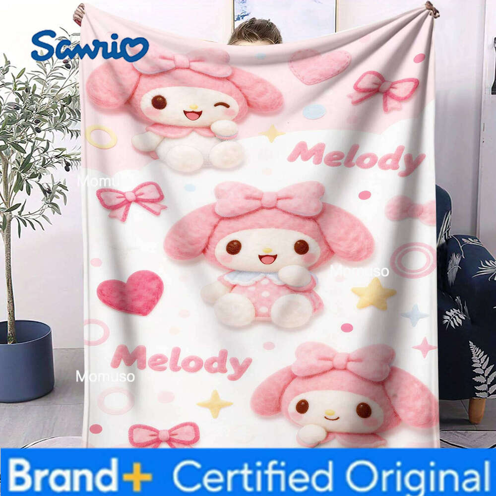Sanrio Lovely My Melody Pattern Warmth Flannel Cover Soft Multifunctional Decortive Blanket Anime Lovers Gift H260206-image-1095084100
