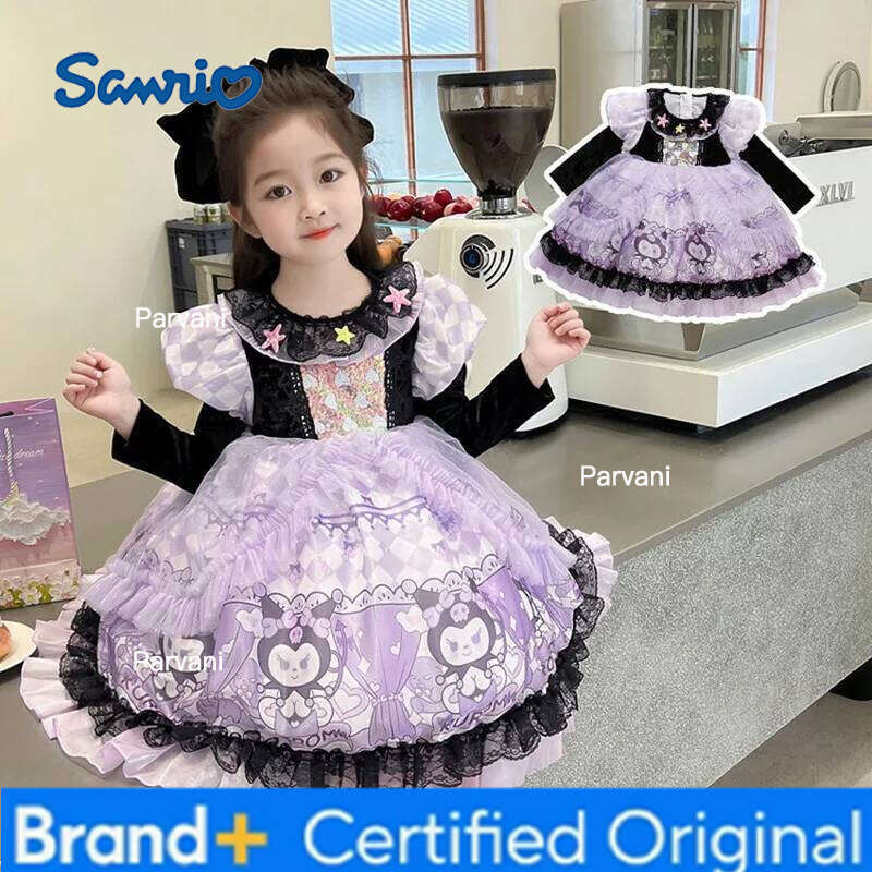 Sanrio Nouvel Automne Enfants Lolita Style Princesse Robe De Bal Filles Mignon À Manches Longues Fête D'anniversaire Performance Robe g128 H26020