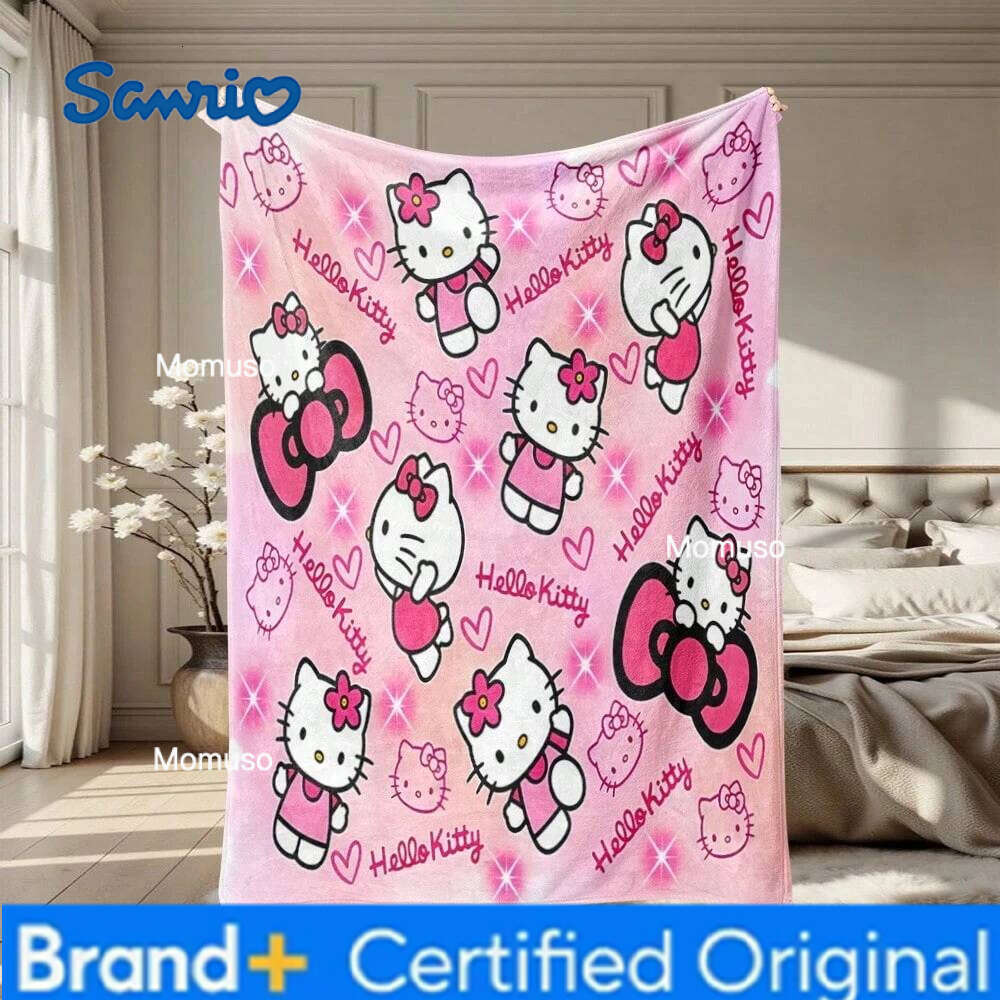 Sanrio JIT Hello Kitty Pink Blanket Cute Cartoon Printed Bedroom Living Room Decorative Cozy Soft Durable High Quality for Bedding H260206-image-1095083961