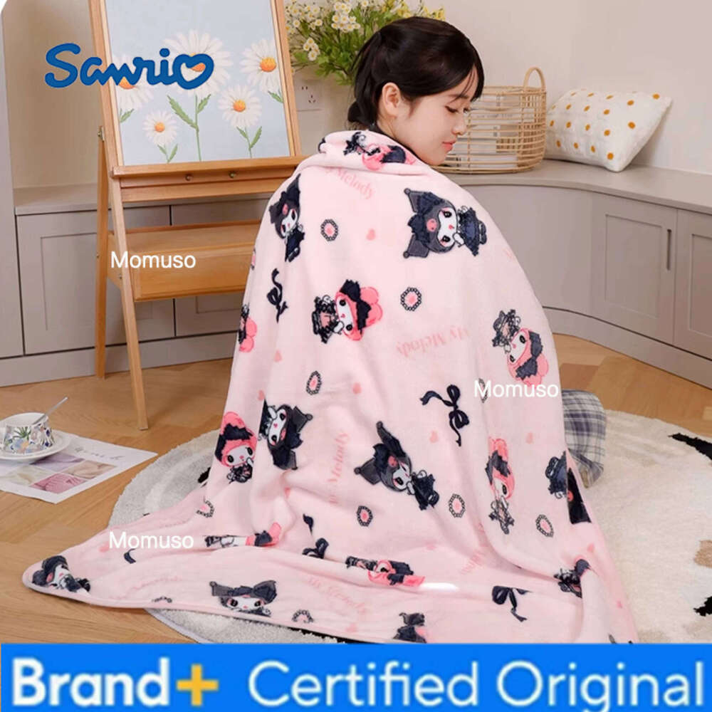 Sanrio Kuromi My Melody Comfortable Warm Travel Cartoon Pattern Printing Flannel Car Blanket Bedspread Girl H2602061-image-1095307853