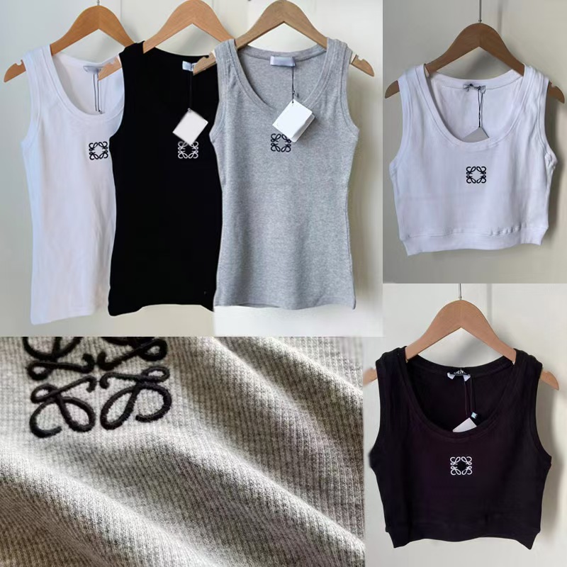 Designer Women loeweKnits Tank Top Designer Embroidery Vest Fashion Cotton Jersey Female Femme Knits Camis Tees Designer Sport Breathable Yoga Ve