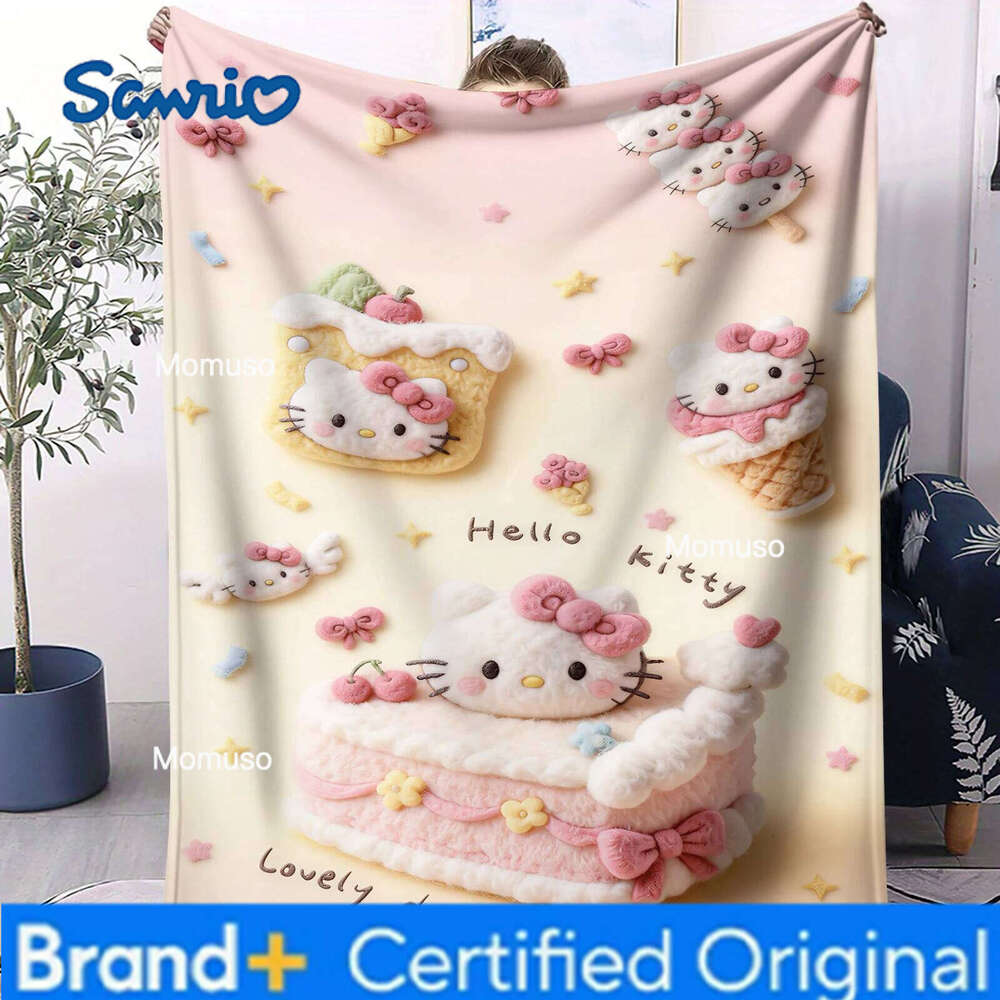 Sanrio 1PC Kitty Cute Print Ultra Soft For Office Comfort Leisure Camp Travel Multifunctional Universal Blanket Fan Gift H2602061-image-1095307957