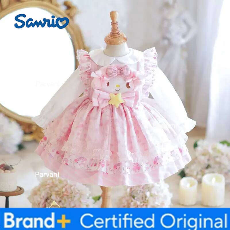 Sanrio My Melody Dress Lolita Cosplay Puffy Skirt Kawaii Kids Anime Long Sleeve Dersses Children Halloween Costume Birthday Gift H260206-image-1095310635