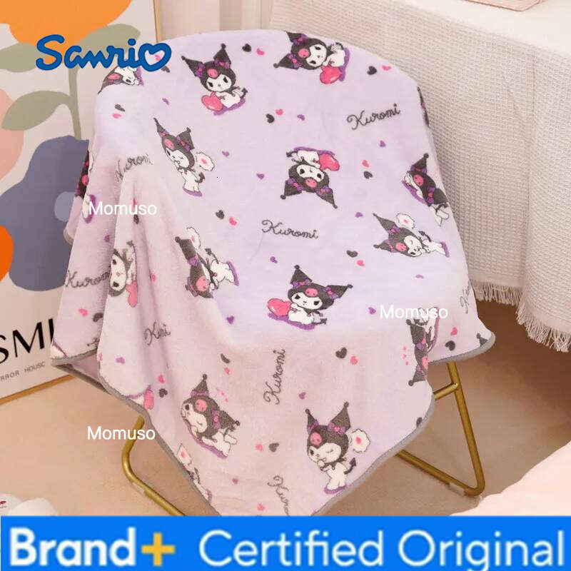 Sanrio Japanese Anime Kuromi Flannel Blanket Comfortable Warm Single Size Travel Cover For Child Girl Bedspread On The Bed Sofa H260206-image-1095084262