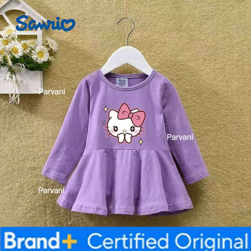 Sanrio Autumn Baby Girls Clothes Kid Long Sleeves Hello Kitty Dress Children Sweet Cartoon Printed Dresses Princess Outfits H260206-image-1095311025