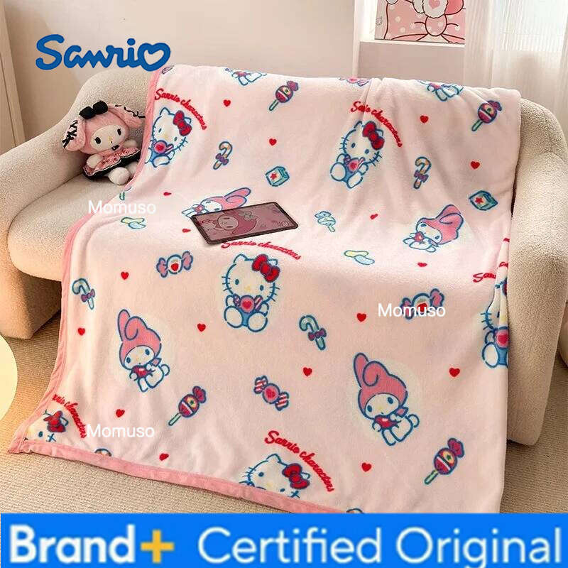 Sanrio 100x150 Blankets Cinnamoroll Hello Kitty Bedding Throws Cartoon Flannel Office Soft Fluffy Shawl Blanket Nap Cover Gifts H260206-image-1095084486