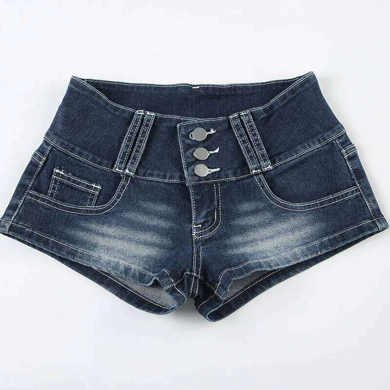 sexy low waist breasted retro washing water tight denim super y2k shorts women hot pants H260207-image-1094510395