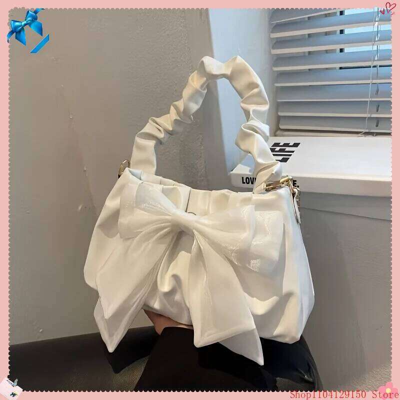 Popular NowTrendy Solid Color Satchel Sweet Style with Bowknot Decor & Ruched Handle a Must have for ABG Fashionistas Z260207