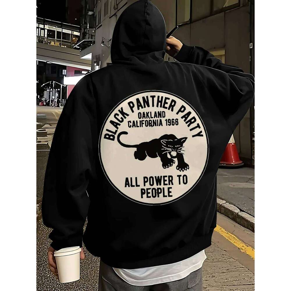 2025 Nouveaux styles automne/hiver Sweat à capuche sport graphique Black Panther Party pour hommes - Vintage 1968 Oakland California Print Z26020