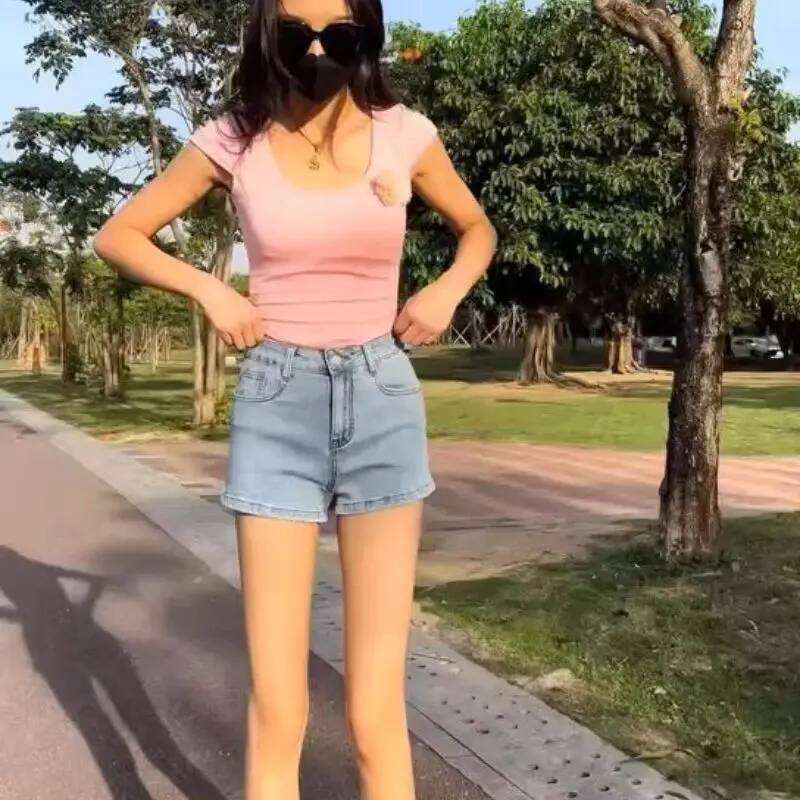 Summer New Women Bowknot Fashion Denim Shorts Pant High Waist Bottoms Casual Pockets Sexy Short Jeans H260207-image-1094510053