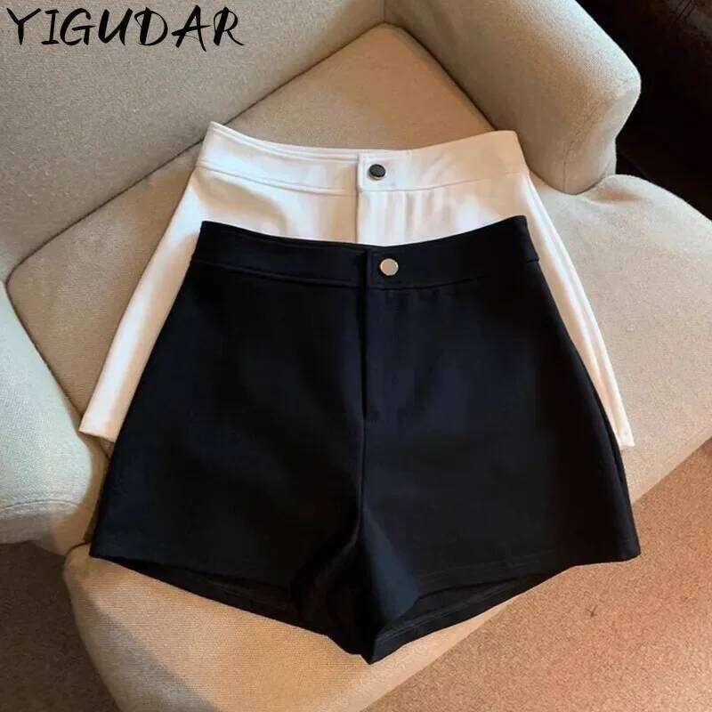 Black pants Women Harajuku Elegance High Waisted A Line Slim Casual Hot Girl Sexy Shorts biker shorts women XJ260206-image-1094480394