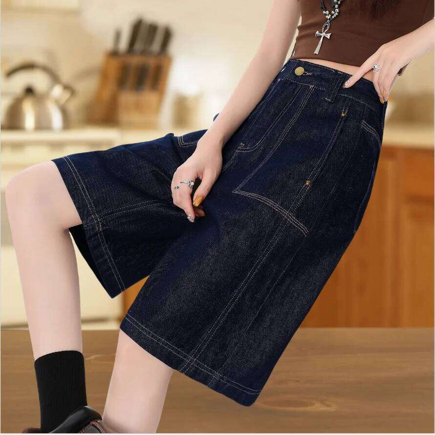 2026 Summer Women American Style Baggy High Waist Short Jeans Y2k Denim Pants Lady Blue Vintage Slacks Wide Leg Shorts H260207-image-1094510421
