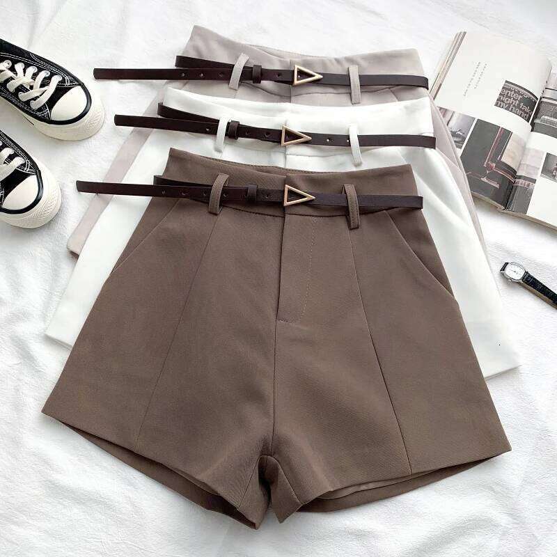 ITOOLIN Casual Women's A-line High Waist Short Chic Office Lady Shorts With Belted Vintage Female Trousers Spring Summer H260207-image-1094511651