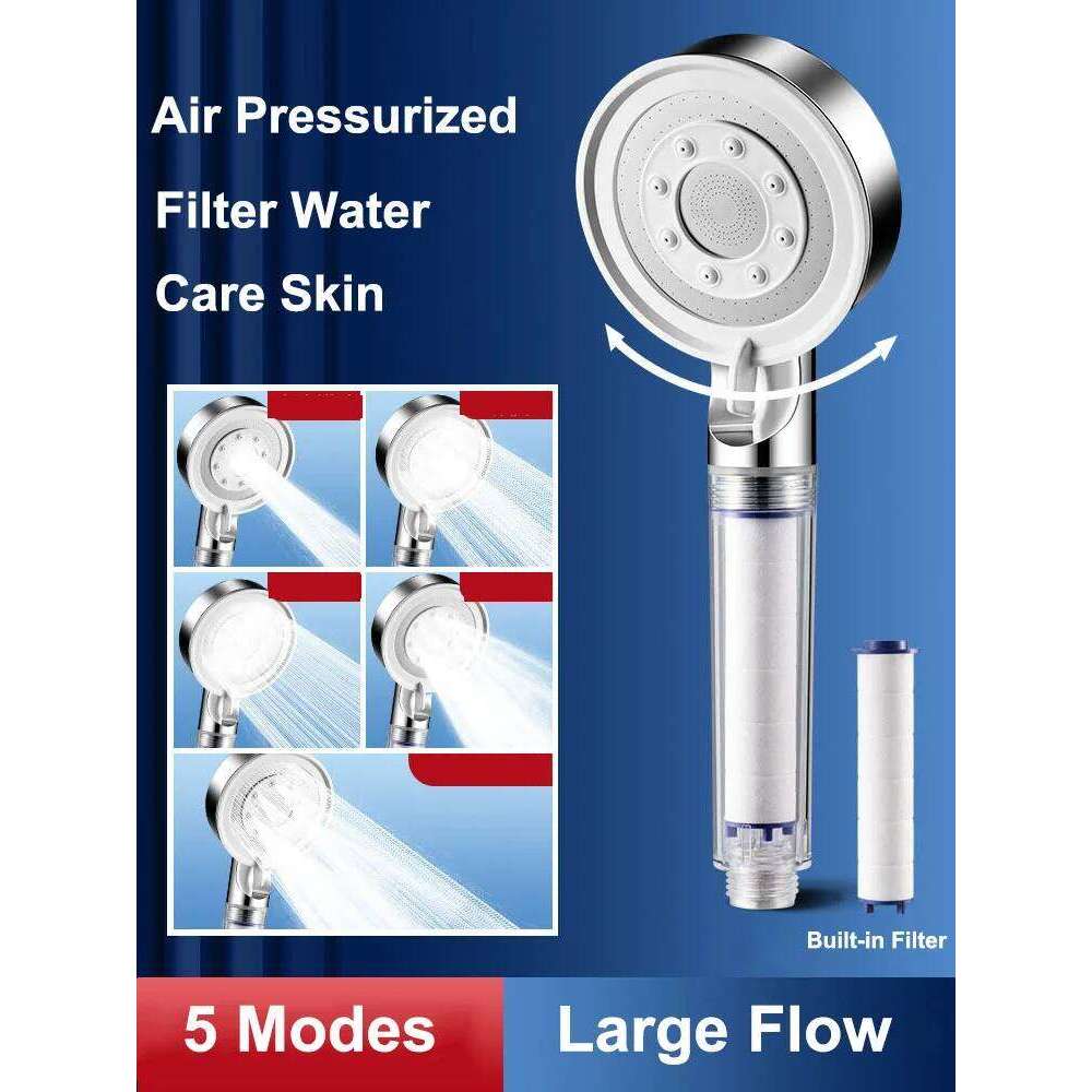 High Pressure Filtered Head Water Saving Nozzles 5 Modes Adjustable Portable Handheld Shower Bathroom accessories 26H0207 M260320-image-1096055082