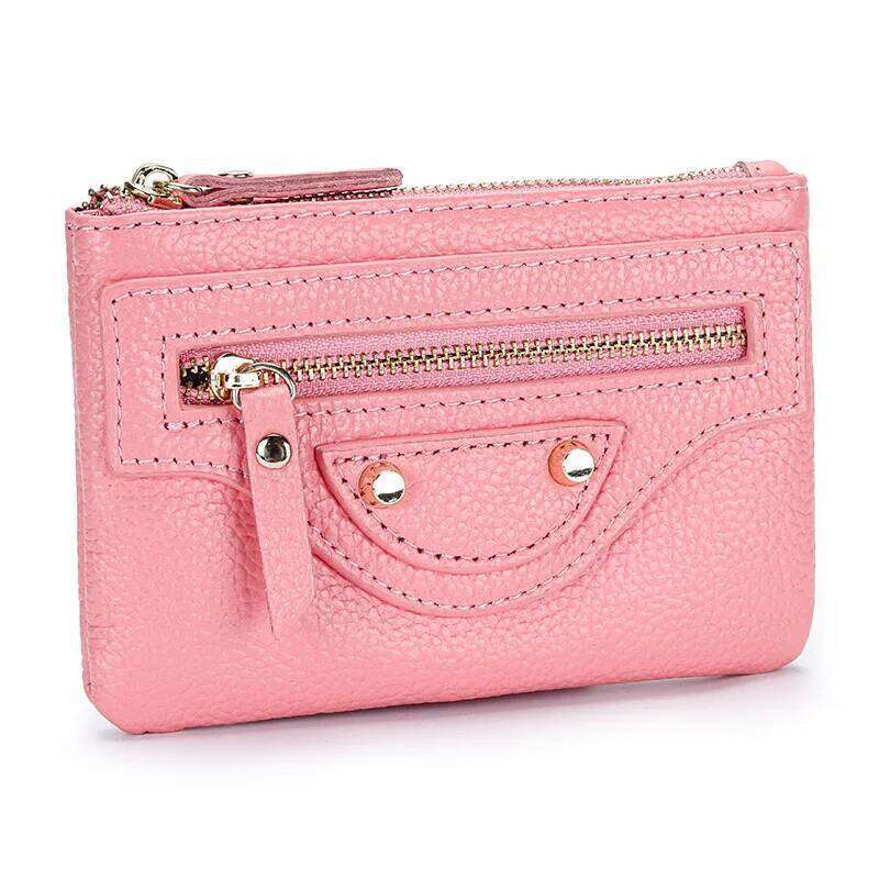 2024 Rivets Coin Purses Women Genuine Leather Mini Wallet First Layer of Cowhide Purse With Keychain Studs Motorcycle Wallets H260810