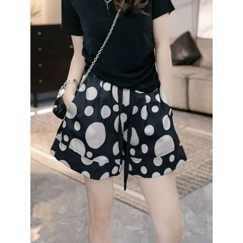 Women's fashion casual loose polka dot shorts for summer new lightweight pants H260207-image-1094511516