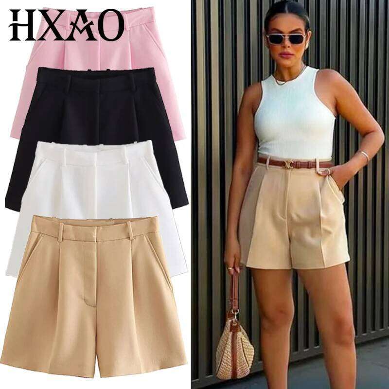 HXAO Women's 2025 Black White Khaki Pink Woman Fashion Sexy Micro High Waist Elegant Casual Cycling Shorts XJ260206-image-1094480232