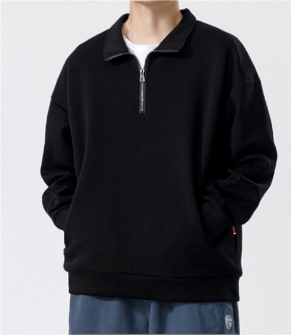 H387 Turtleneck Sweatshirt for Men Autumn and Winter Thickened Loose Trendy Solid Color Casual