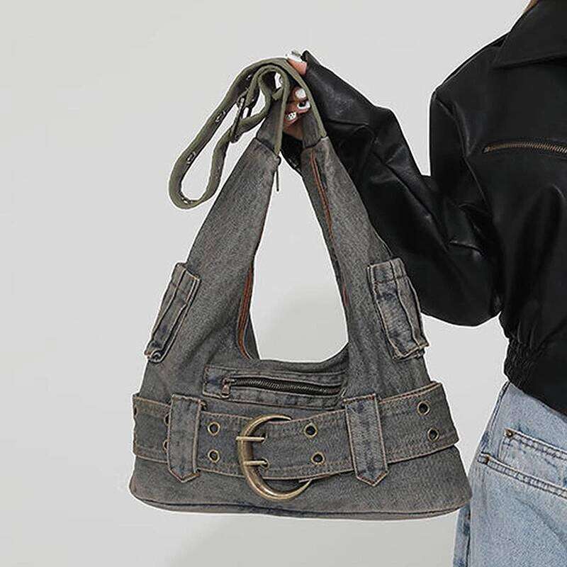 Sac à bandoulière en denim personnalisé pour femmes, style minimaliste exquis, à la mode et avant-gardiste Z260207