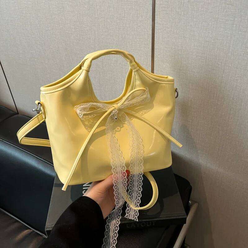 PU dentelle arc grande capacité épaule couleur unie douce femme en vente 2025 marque couture décontracté fil sacs à bandoulière Z260207