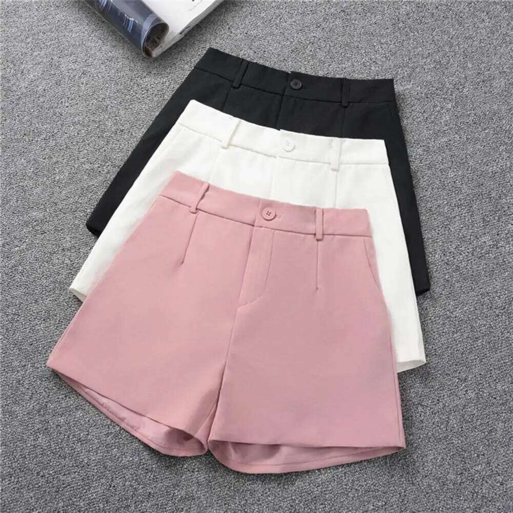 Women Elegant High Waist White A Line Wide Leg Commute Summer Suit Shorts Casual Slim Hot Short Pants H260207-image-1094511929