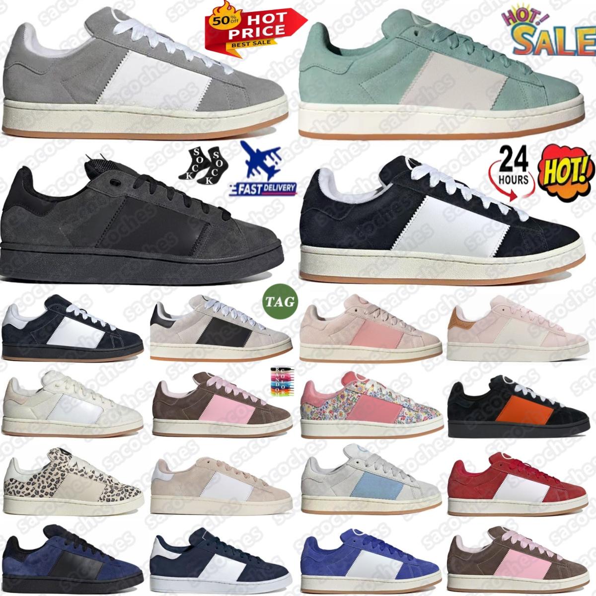 00s Campuses 00 shoes sneakers trainers women men Grey Clear Sky Grey White Core Black Wonder Quartz Mauve True Pink Sand Strata Liberty London P-image-940405079