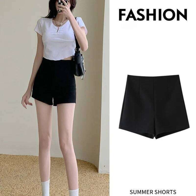 Black Sexy High-waisted Design Suit Shorts Women Summer Korean Style Making Them Look Taller Slimmer High-end Hot Pants H260207-image-1094511533