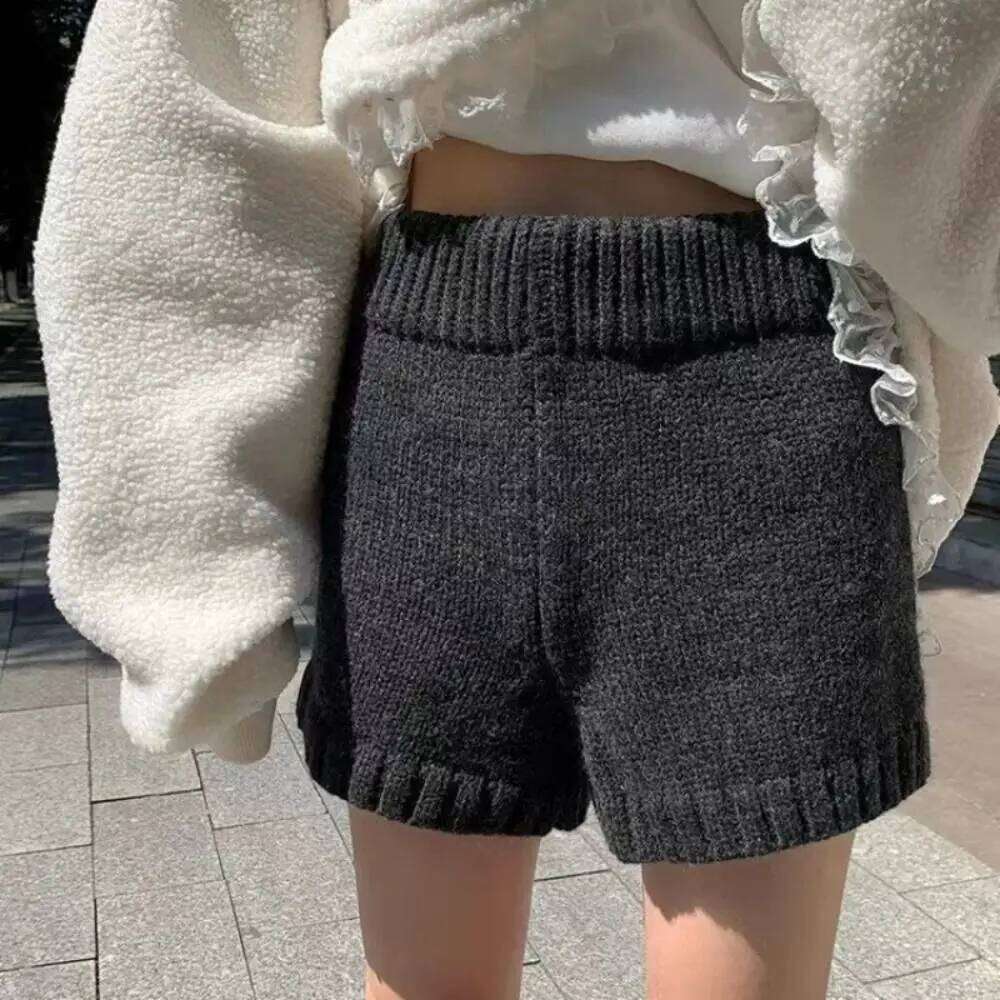 New Loose Knitted A-Line Bodycon Fit Slimming Pants Soft High Waist Shorts Female Fashion H260207-image-1094511202