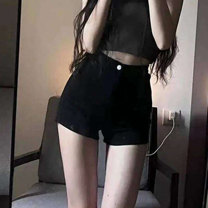 High Waist Denim Women's Elastic Slimming Sexy A- Line Hot Pants Tight Butt Lifting Body Shaping Trendy Shorts XJ260206-image-1094480294