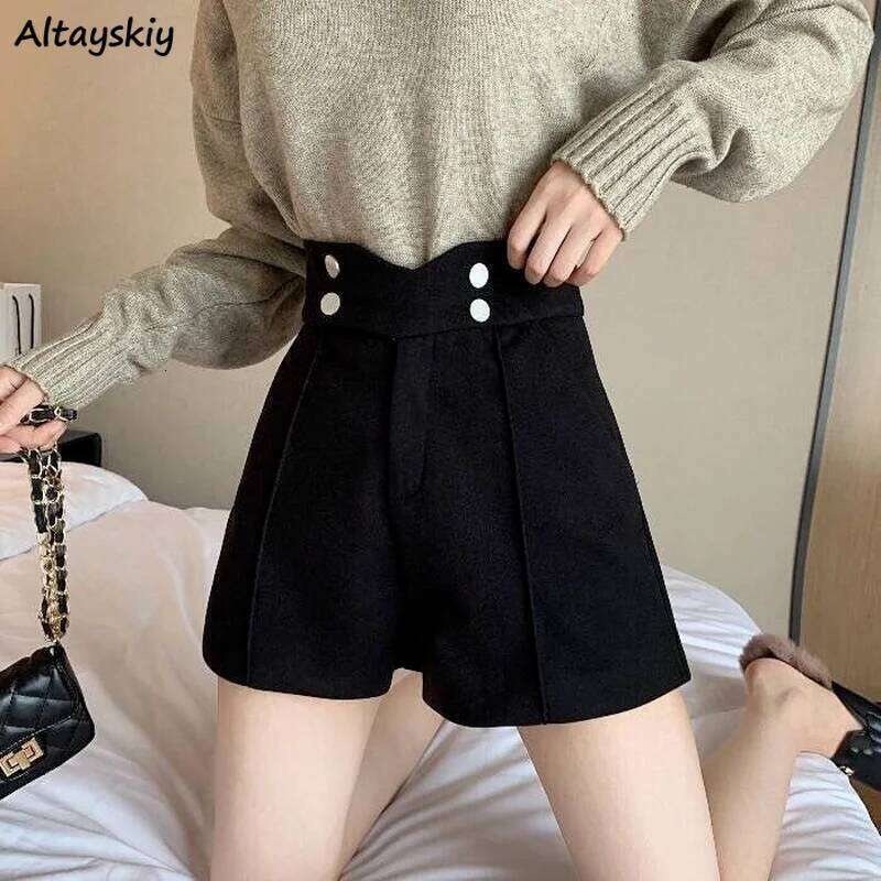 Autumn Shorts Women Loose All-match Soft Ulzzang Preppy Clothing Retro Casual Solid Female Fashion New Chic Streetwear Tender H260207-image-1094510723