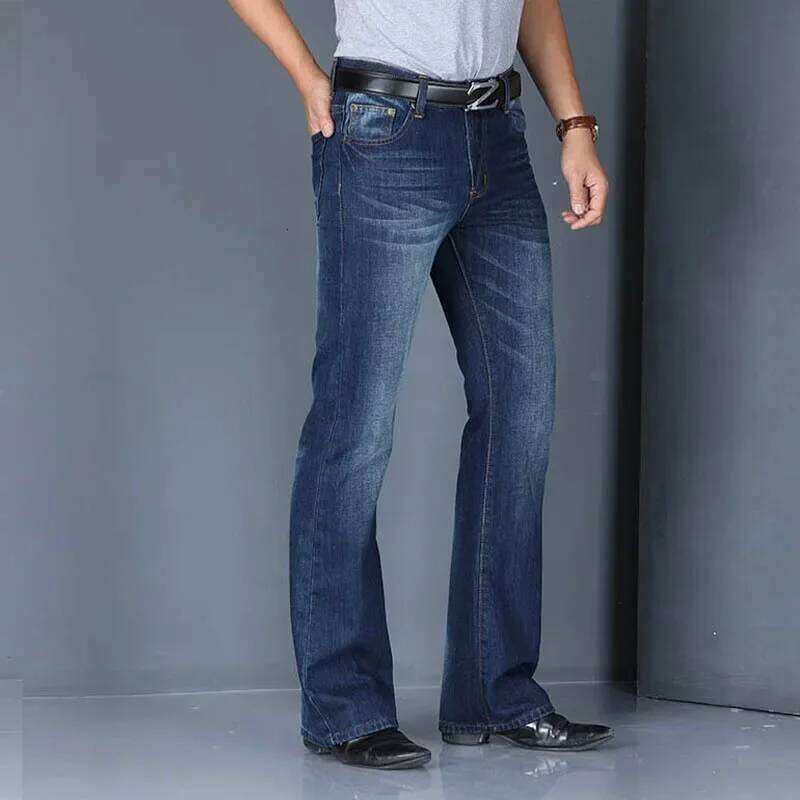Flared Jeans Men Boot Cut Denim Pants Comfortable Slightly Slim Classic Loose Casual Blue Black Trousers For Male Bootcut X260207