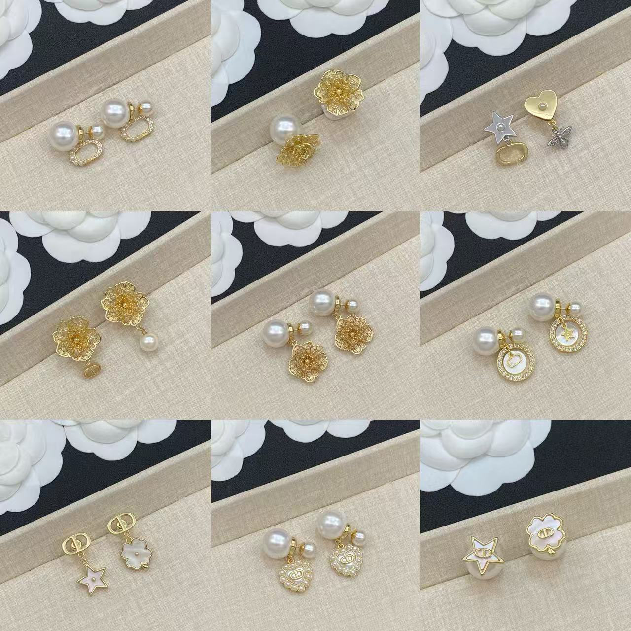 High end D earrings women pearl earrings daisy Diamond Stud light luxury bee Classic Fashion Designer Jewelry Ladies studs