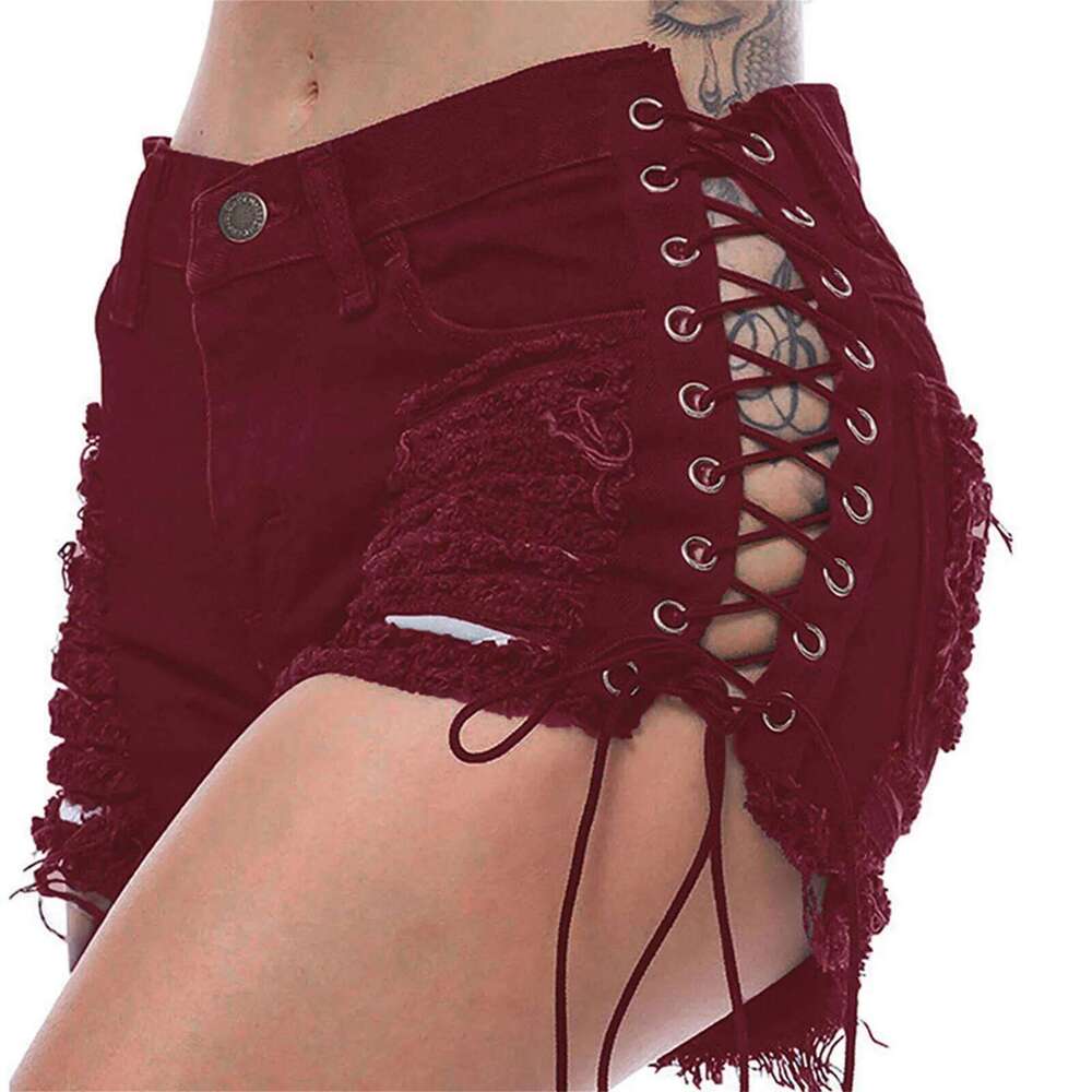 Sexy High Waist Tassel Broken Denim Female Summer Korean Version Raw Edge Wide Leg Loose Plus Size Jean Shorts Women H260207-image-1094511268
