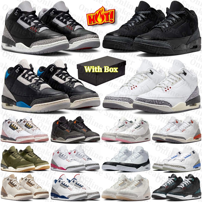 Livraison gratuite avec Box Designer Basketball 3 3S Chaussures baskets pour hommes femmes Racer Blue Black Cat Pure Money formateurs coureurs