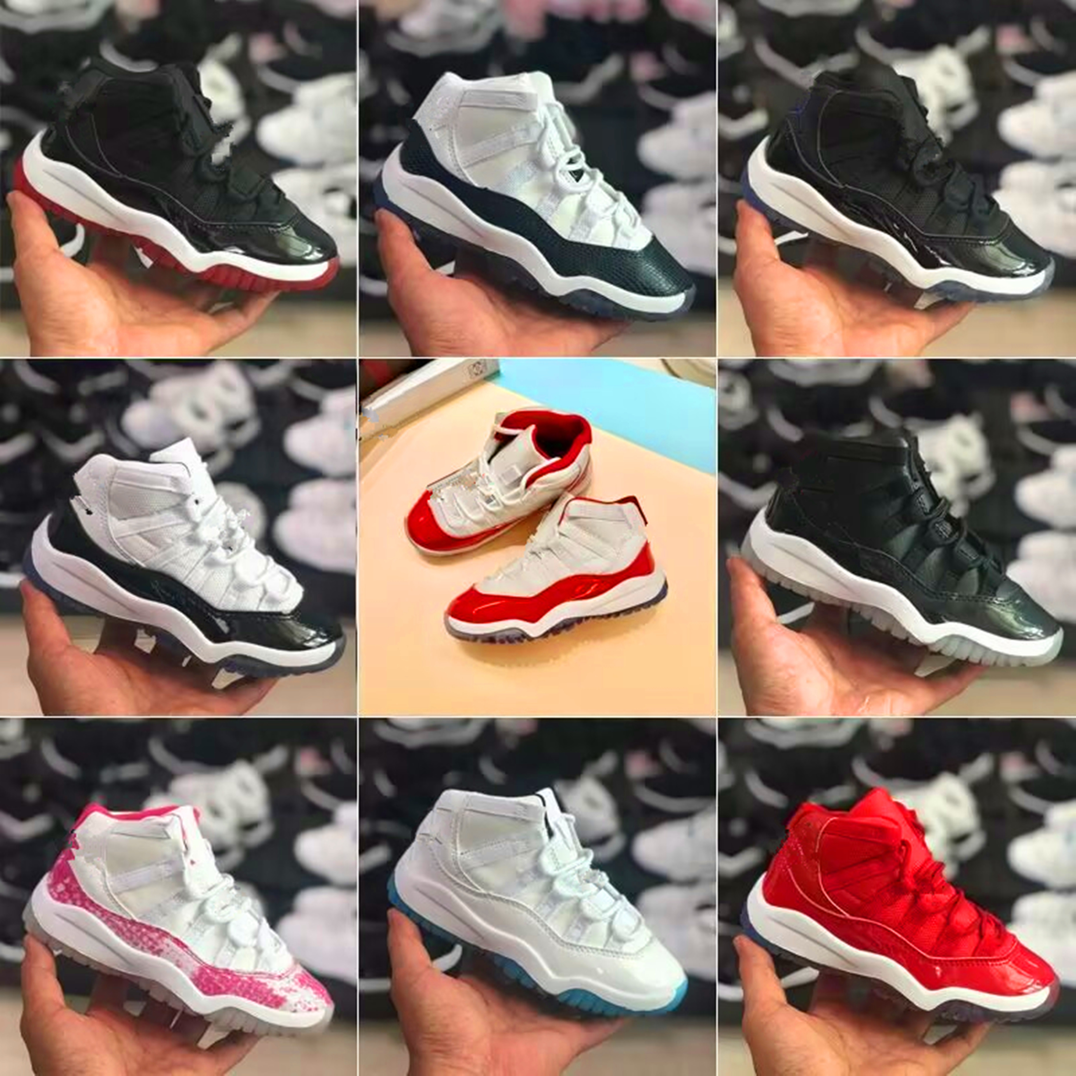 Retro Kids shoes 11 boys Low basketball airo jordn 11s shoe Children black sneaker Chicago designer military grey trainers baby kid youth toddler