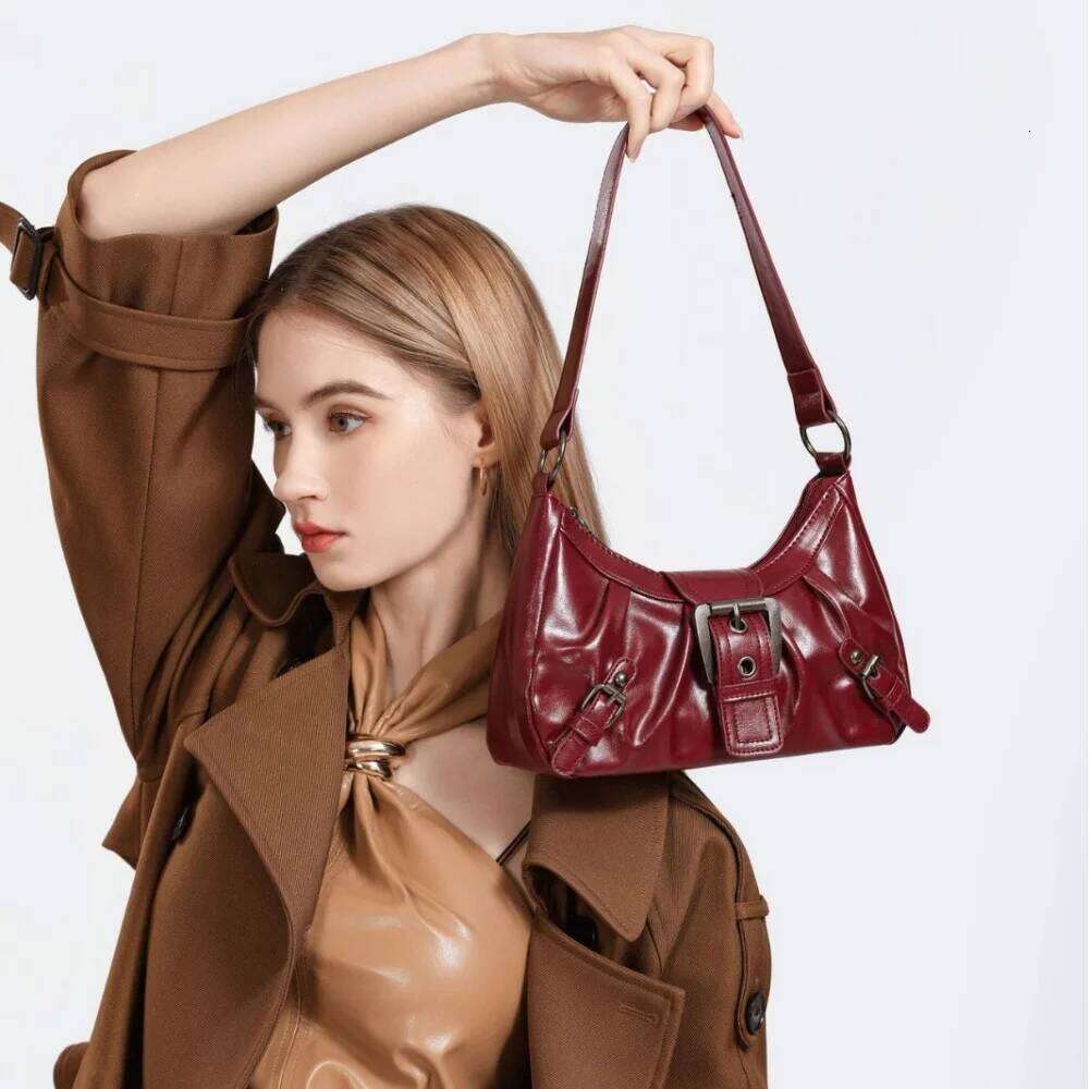 Y2K Retro Pleated Hobo Shoulder Women Hot Selling Maillard Style Underarm Bag Clutch Handbags for Travel Work Shopping Z260207