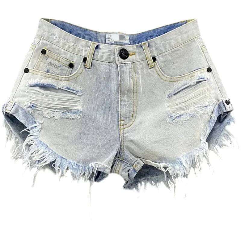 Sexy Low-waisted Denim Shorts New Summer Hole A Wide-leg Pants Ripped Jeans For Women H260207-image-1094510197