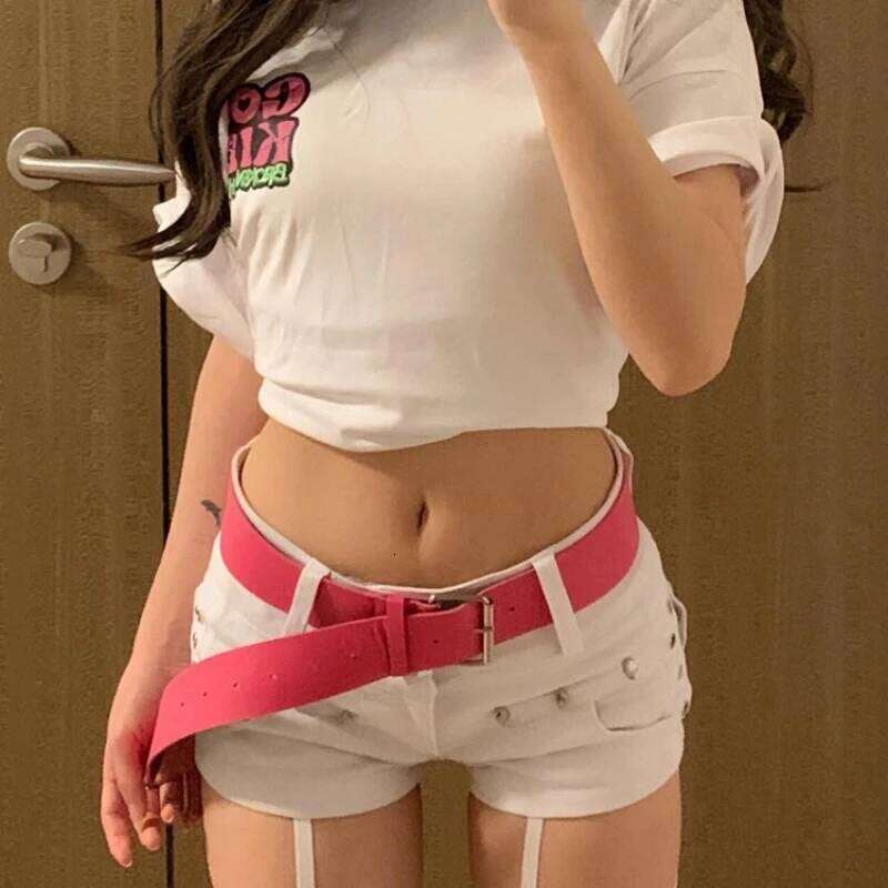 Hot Girl White Low Waist Denim Shorts Women's New Slim Willow Nail Hip Pants H260207-image-1094510784