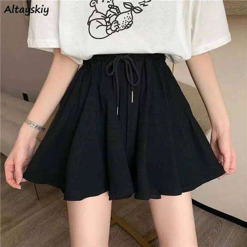 Shorts Women Summer High Waist Black All-match Ins Leisure Loose Sweat Fashion INS Female Drawstring Korean Style 3XL Streetwear H260207-image-1094511198