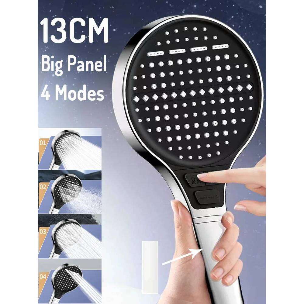 130MM Big Panel 4 Modes High Pressure Head With Filter Large Flow Spray Nozzle Rainfall Shower Faucet Bathroom Accessorie 26H0207 M260320-image-1096056343