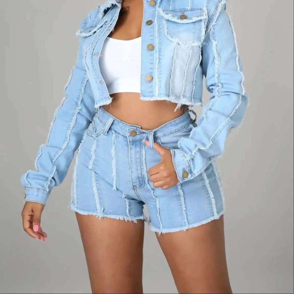 Retro High Street Fashion Distressed Asymmetrical Hem Design Straight Leg Short Jeans for Women Trendy Casual Denim jeans mujer H260207-image-1094510061