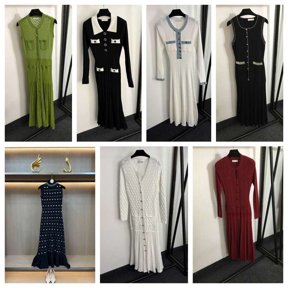 Sandro Dress Designer Dress For Woman French Elegant Fashionable Early Spring NewWomens Vestidos Hem Long Robe Simple Waist Knitted 562