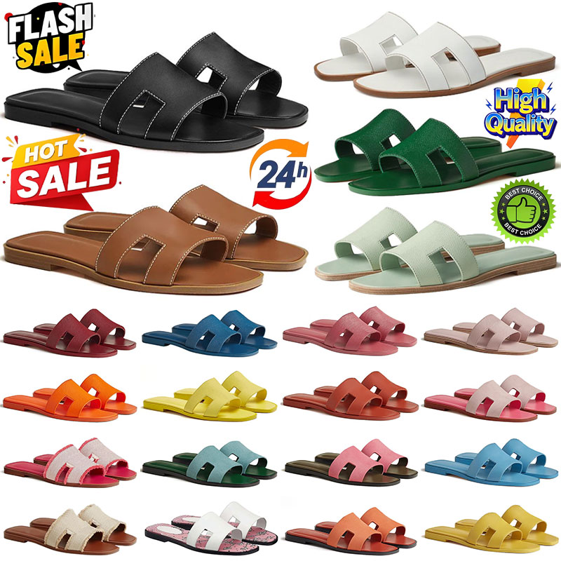 Women Slippers Designer Sandals Woman Fashion Luxury Brown Sandal Slide Letter Slide Sandale Rubber Leather Flat Sandals Shoes Summer Beach Slippers
