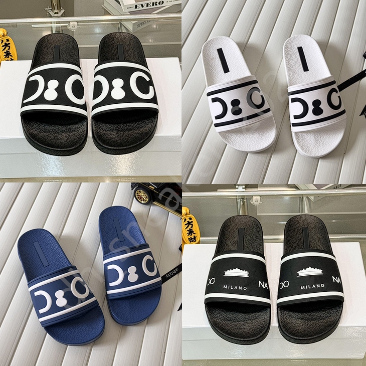 Pantoufles de créateurs Hommes Femmes Diapositives Impression Sandales Noir Blanc Mode Luxe Été Plage Chaussures Taille 36-46